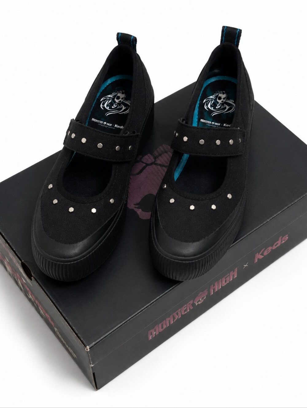 Keds x Monster High Black Studded Mary Jane Sneakers with Blue Accents